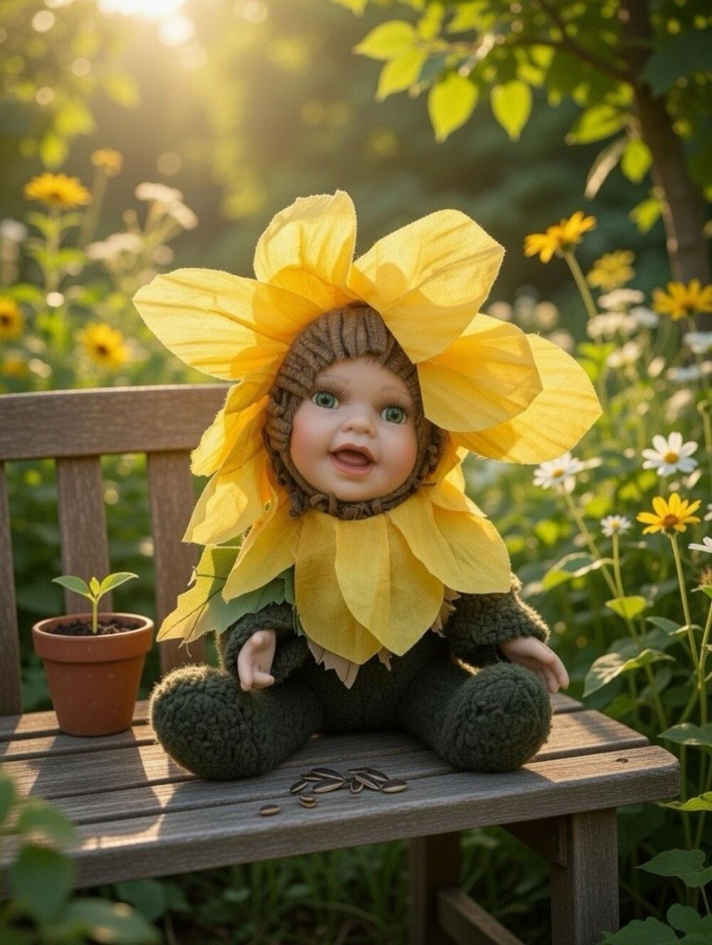 Cuddle Kids Sophie Sunflower Porcelain Doll Vintage 2001